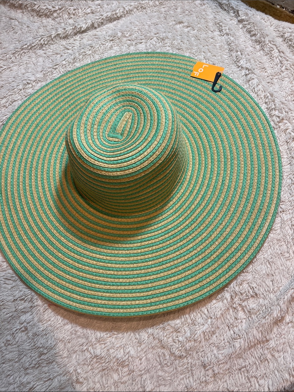 Wide Brim Sun Hat in Green and Tan